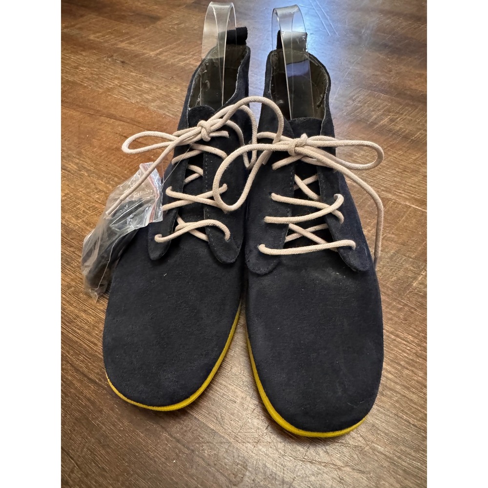Aerosoles Women's 8.5W Black Suede Lace Up Ankle Boots Yellow Sole NWOT